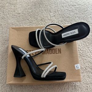 Steve Madden Black Heels with Silver Straps